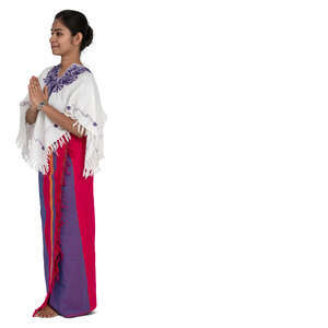 cut out sri lankan woman in an ethnic dress standing