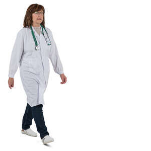 cut out female doctor walking