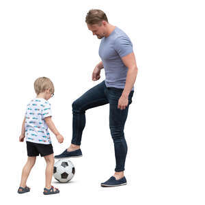 cut out father and son playing football