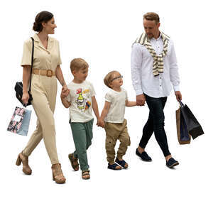 cut out family with two boys walking hand in hand