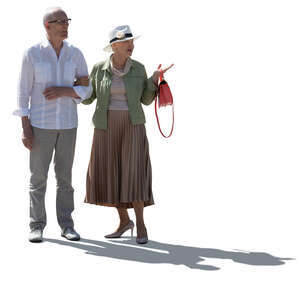 cut out elderly backlit couple standing