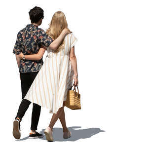 cut out couple walking on a sunny summer day