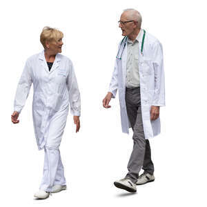 two cut out doctors walking and talking