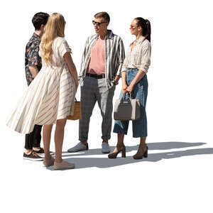 cut out group of four people standing and talking