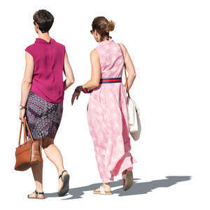 two cut out women walking on a summer day