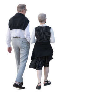 cut out elderly couple walking together