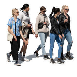 cut out group of teenage girls walking