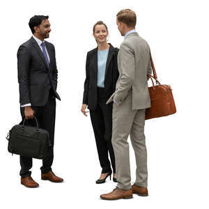 cut out group of three businesspeople standing and talking