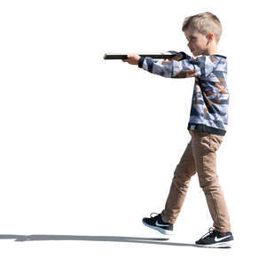 cut out little boy playing with a toy gun