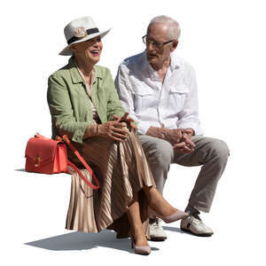 cut out elderly man and woman sitting and talking