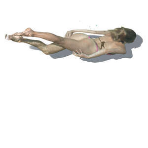 cut out woman swimming under water