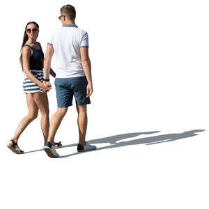 cut out man and woman walking and holding hands