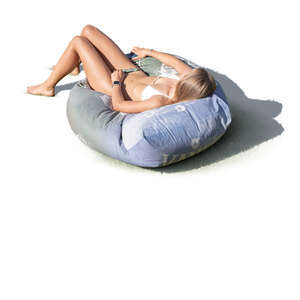 cut out woman lying in a bean bag chair