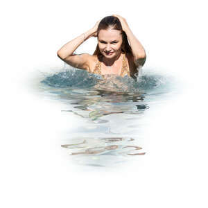 cut out woman standing in the pool in the water