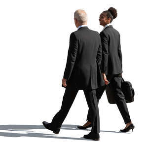 two cut out businesspeople walking