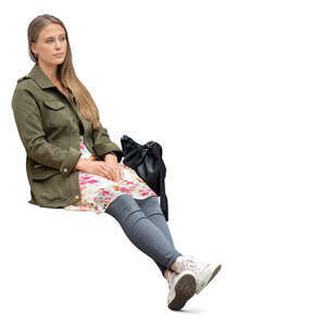 cut out woman sitting on a bench