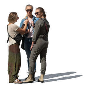 cut out group of three women standing and talking