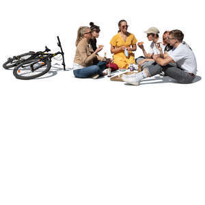 cut out group of young people having a picnic