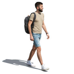 cut out young man walking on a sunny day