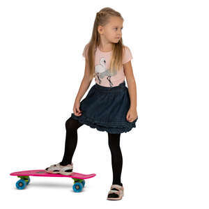 cut out little girl with a skateboard standing