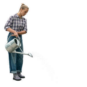 cut out woman watering plants