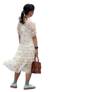 cut out asian woman in a summer dress standing