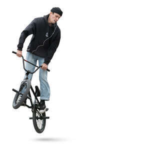 cut out young man riding a bmx bike