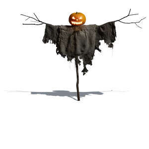 cut out halloween scarecrow at night in moonlight