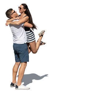 cut out couple hugging happily