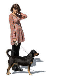 cut out teenage girl with a dog standing