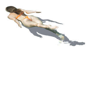 cut out woman swimming under water