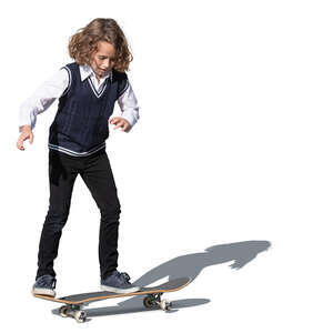 cut out schoolboy riding a skateboard