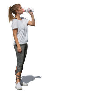 cut out woman taking a break in workout and drinking water