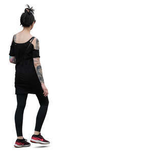 cut out tattooed woman walking