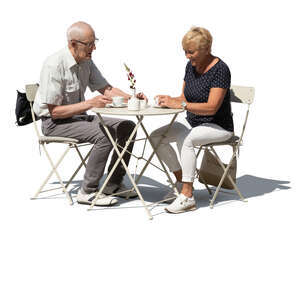 cut out older man and woman sitting in a cafe