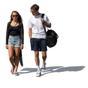 cut out two young people walking and talking