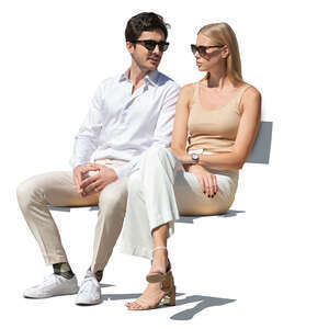 cut out man and woman sitting and having a conversation