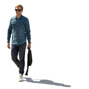 cut out sidelit image of a young man walking