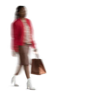 cut out motion blur image of a woman walking