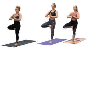 cut out group of women practicing yoga