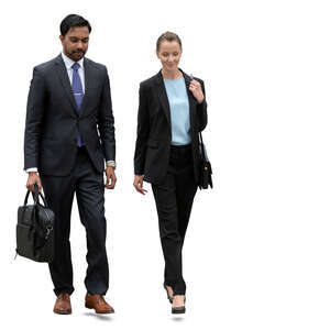 two cut out businesspeople walking