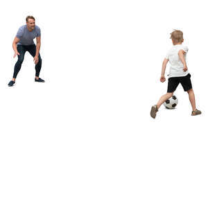 cut out father and son playing football