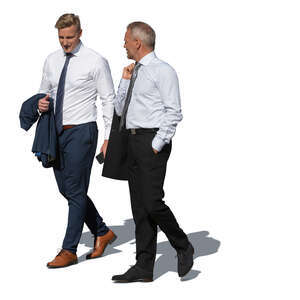 two cut out businessmen walking and talking