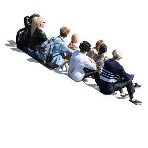 cut out group of youngsters sitting on the stairs
