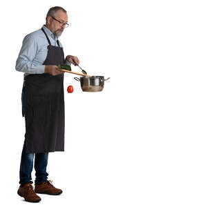 cut out older man cooking