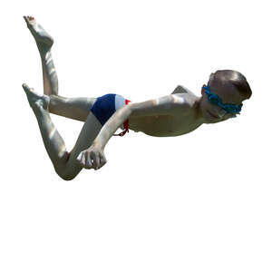 cut out boy swimming under water