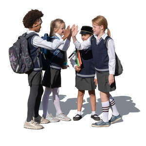 cut out group of schoolgirls playing