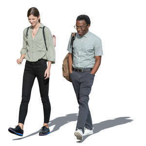 cut out man and woman walking