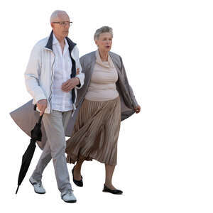cut out elderly couple walking arm in arm
