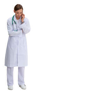 cut out medical worker standing and talking on a phone